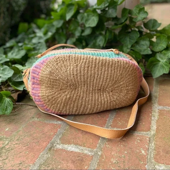 Vintage 70s Pastel Woven Kilim Bucket Bag